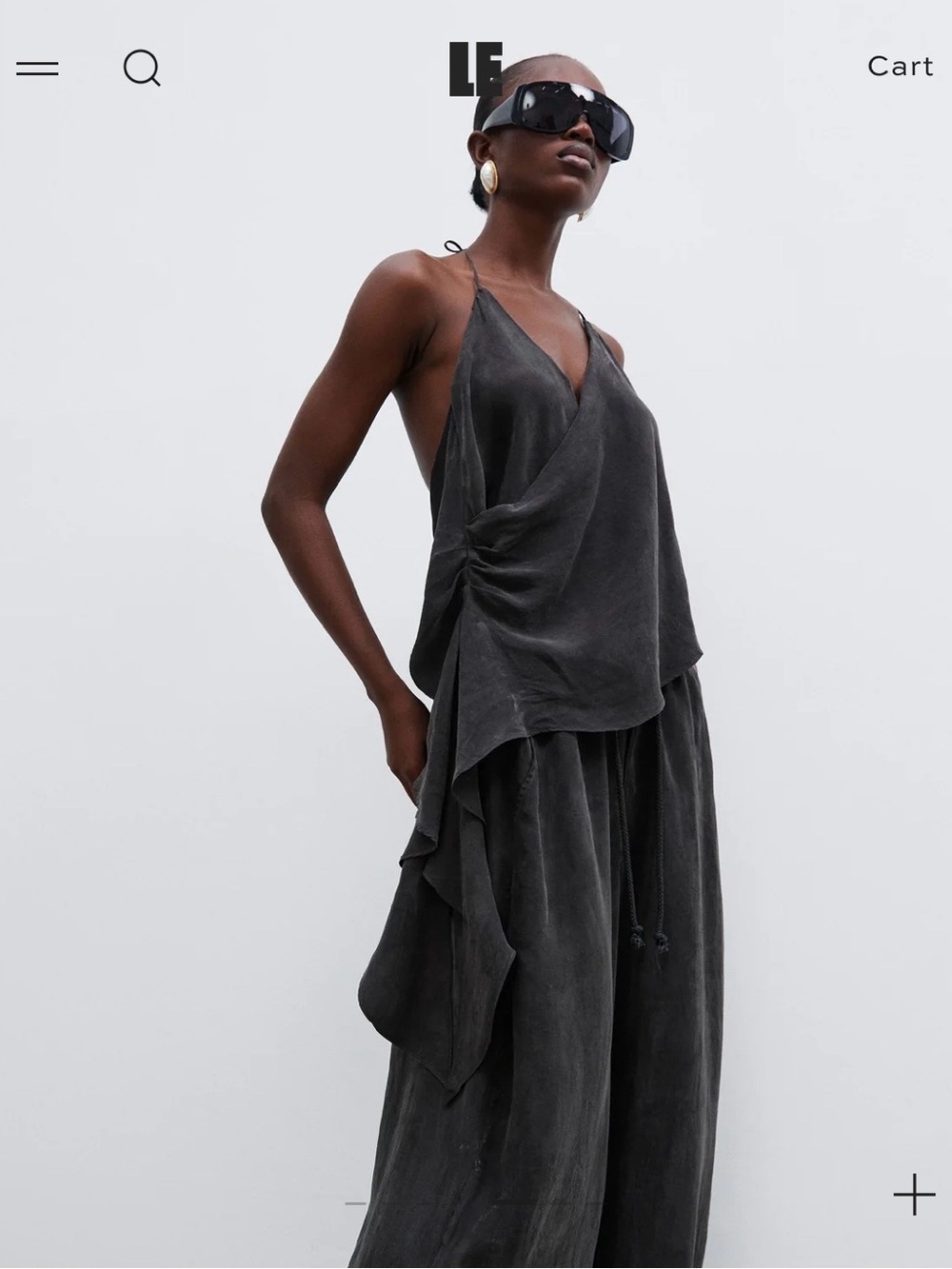 LOCAL EUROPEAN Cupro halter top in Ash Taupe